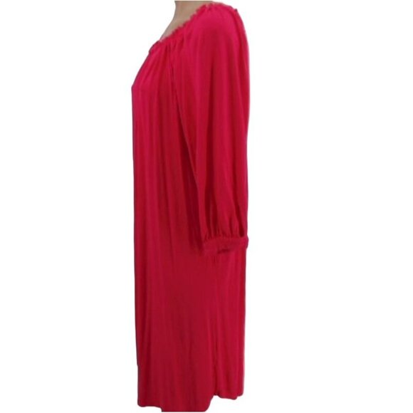 Cupio Womens Pink Draped Off Shoulder Knit Dress XL Viscose Stretch 3/4 Sleeve - Picture 4 of 8